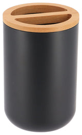 Black PADANG Toothbrush Holder & Toothpaste Holder with Bamboo Top