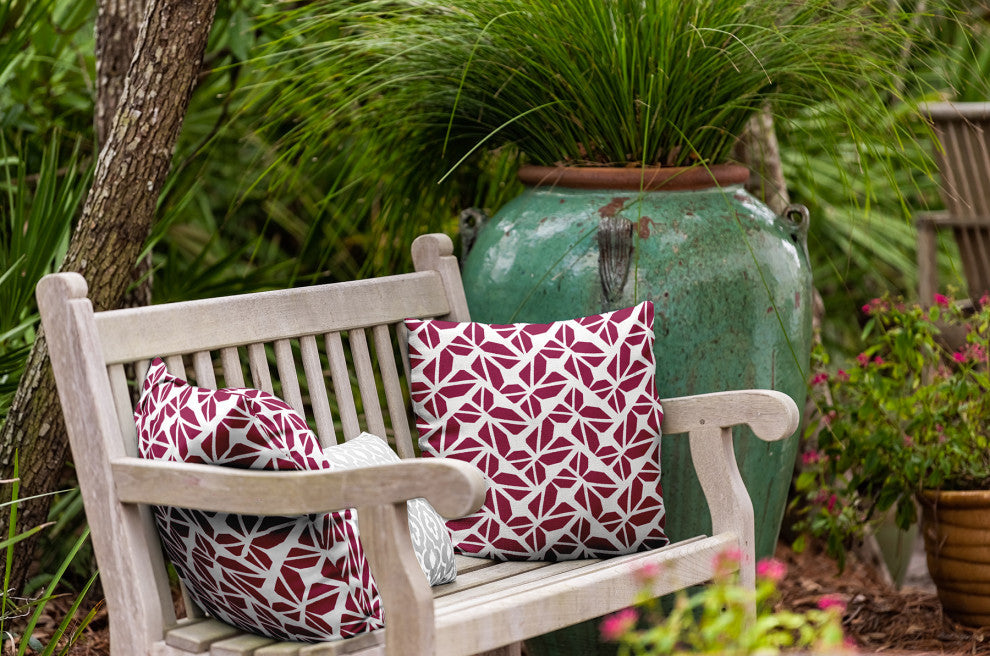 Kaleidoscope Graffiti Indoor/Outdoor Throw Pillow, Plum, 18"x18"