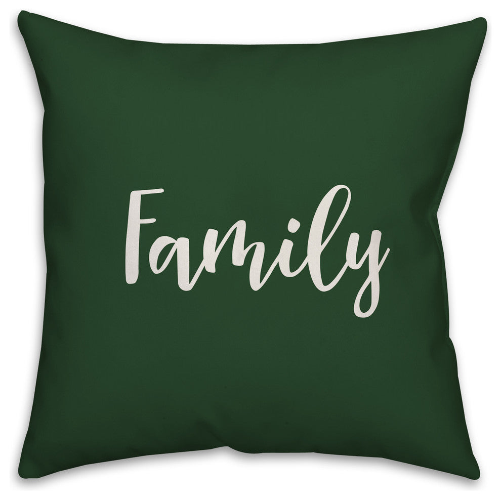 Family, Dark Green 18x18 Throw Pillow