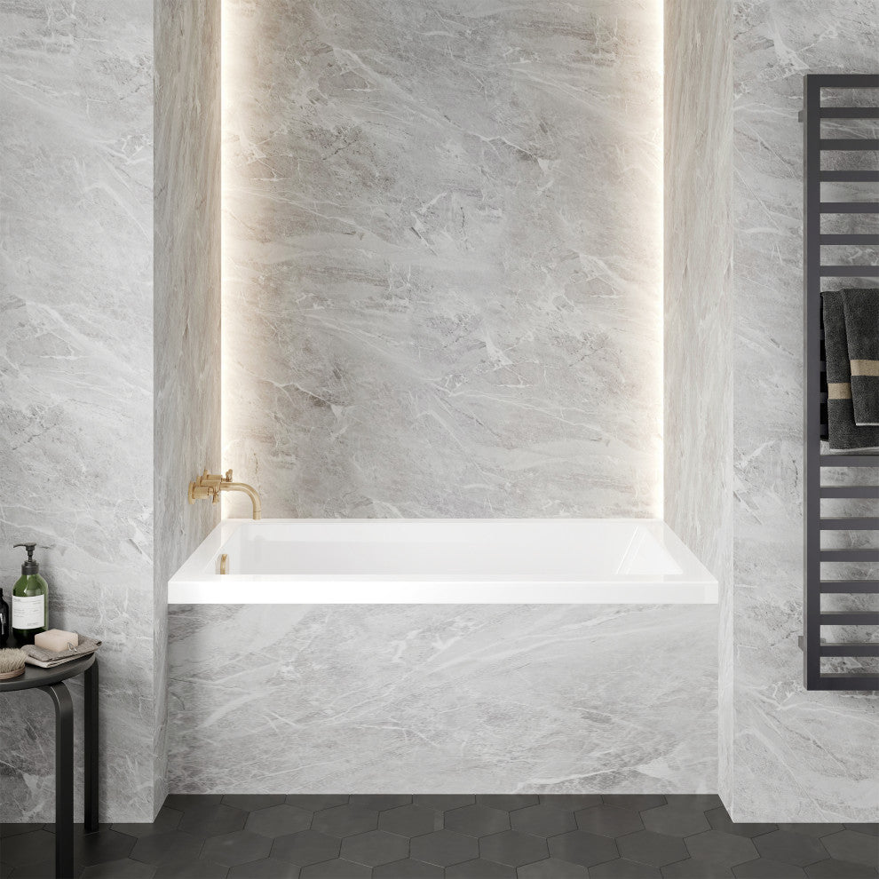 Voltaire 54x30, Acrylic Glossy White, Alcove, Bathtub, Left-Hand Drain