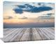 Wooden Board at Sunset Seashore, Modern Canvas Art Print, 60"x28"