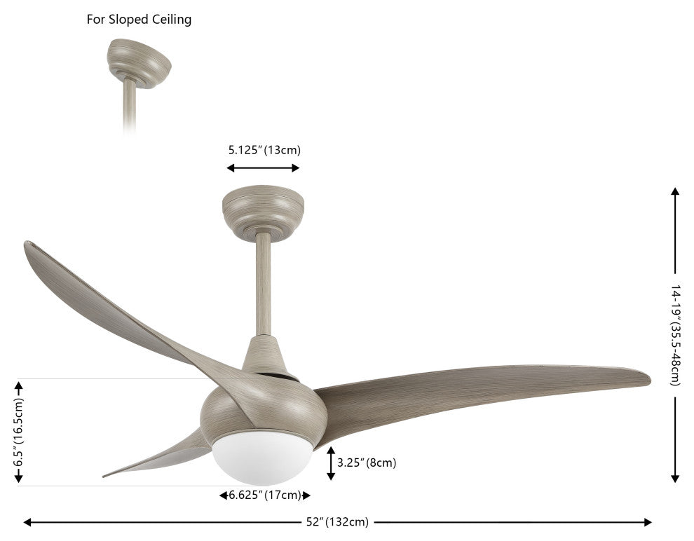 Aviator 52" 1-Light App 6-Speed Retro Swirl LED Ceiling Fan, Gray Wood