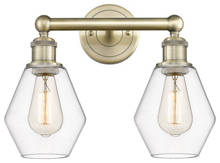 Cindyrella 2-Light 15" Bath Vanity Light, Antique Brass, Clear Shade