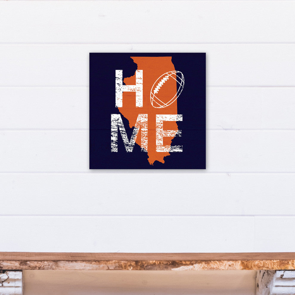 Illinois Football State Pride 16x16 Canvas Wall Art