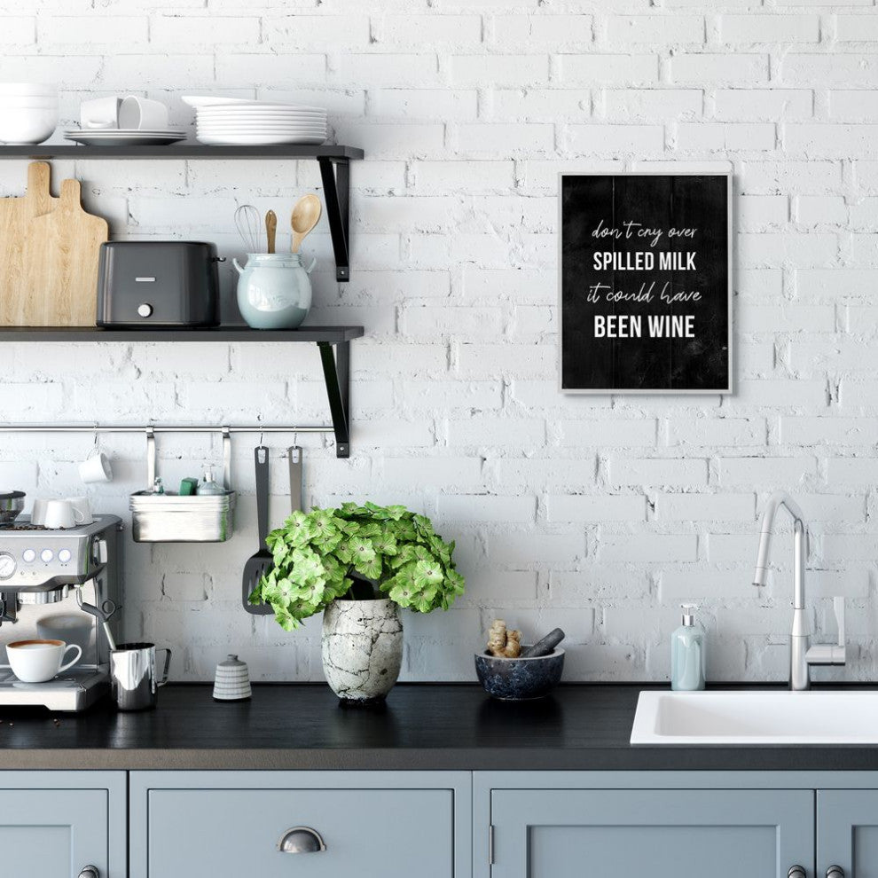 Rustic Spilled Milk Phrase Wine Comedy Black White,1pc, each 11 x 14