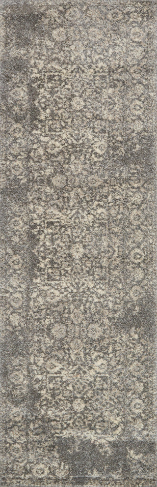 Easy Care, Stain/Fade Resistant Emory Area Rug, Charcoal and Ivory, 2'5"x7'7"