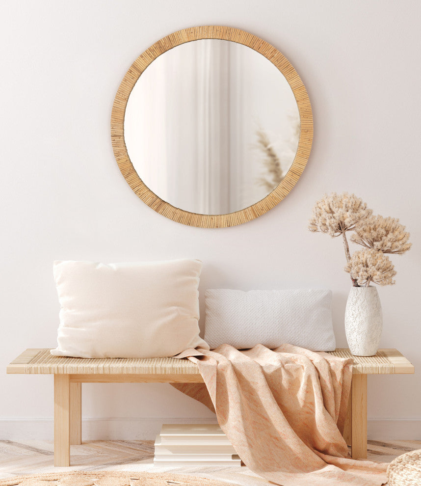 Rahfy Framed Wall Mirror, Natural 28"
