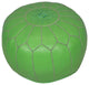 Moroccan Leather Pouf, Lime Green