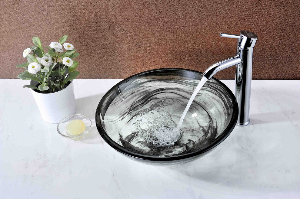 ANZZI Verabue Series Vessel Sink with Pop-Up Drain