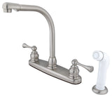 Kingston Brass KB718BL 8" Centerset Kitchen Faucet, Brushed Nickel