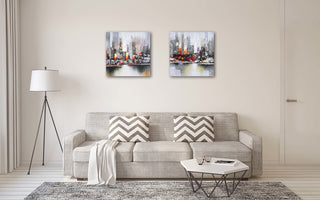 Hand Painted Abstract City View Wall Decor Artwork II