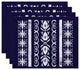 18"x14" Cuban Tile 2, Geometric Print Placemats, Set of 4, Navy Blue