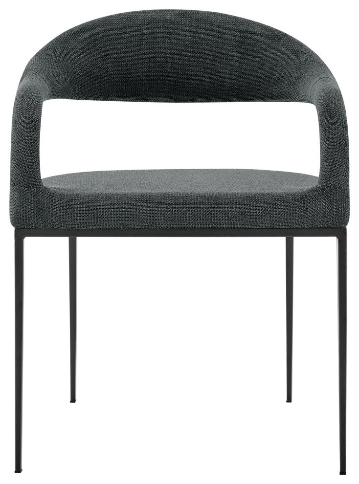 Morgan Matte Black and Charcoal Upholstered Dining Chairs, Set of 2