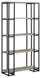 HomeRoots 12.5" x 32" x 62" Dark Taupe Black Mdf Metal Bookcase