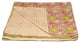 50x70 Green and Brown Kantha Cotton Floral Throw Blanket With Embroidery