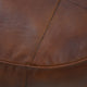 Geometric Handmade Leather Pouf, Recycled Foam With Fiber Fill, Cognac Color, Round, 21x21x12