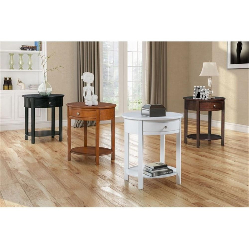 Convenience Concepts End Table Nightstand Bedside Oval in Wood - Espresso