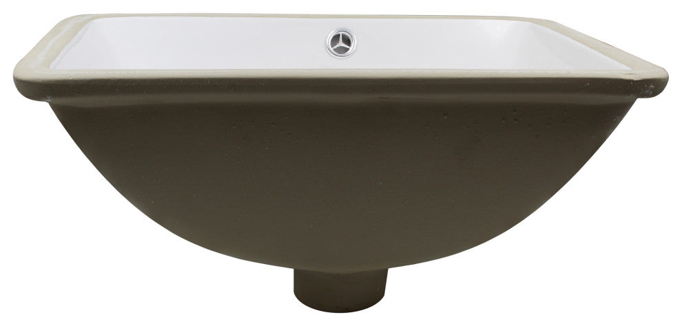 NP-U193902 Rectangular Undermount White Porcelain Sink, Overflow Drain Options, Chrome