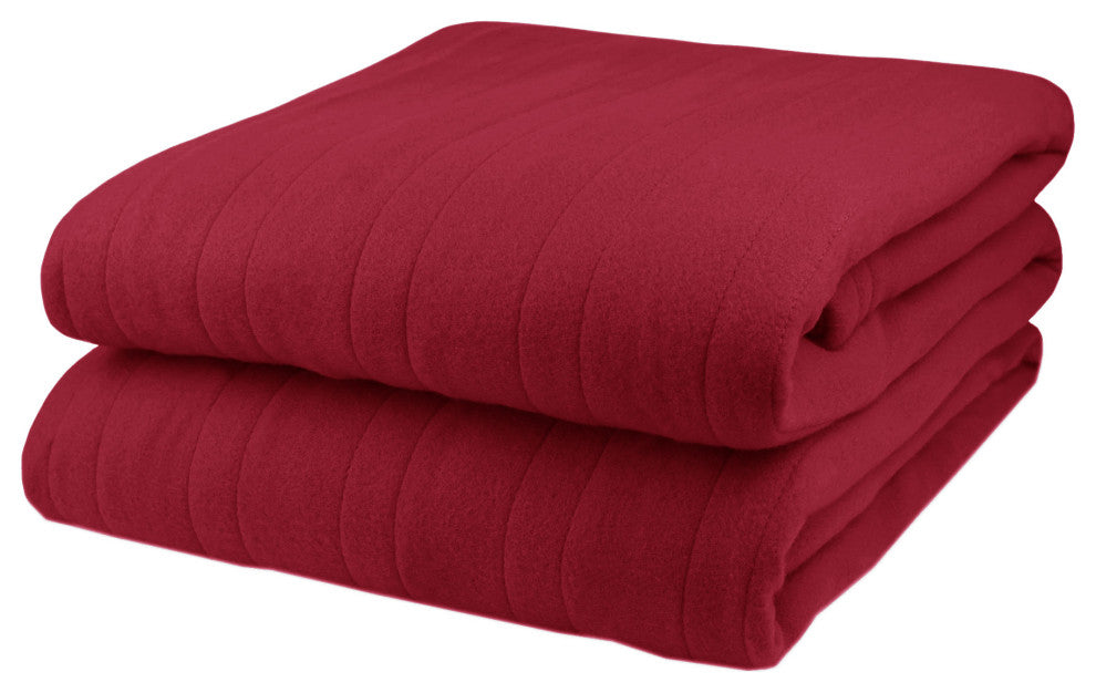 Biddeford Comfort Knit Fleece Electric Heated Warming Throw Blanket Brick Red