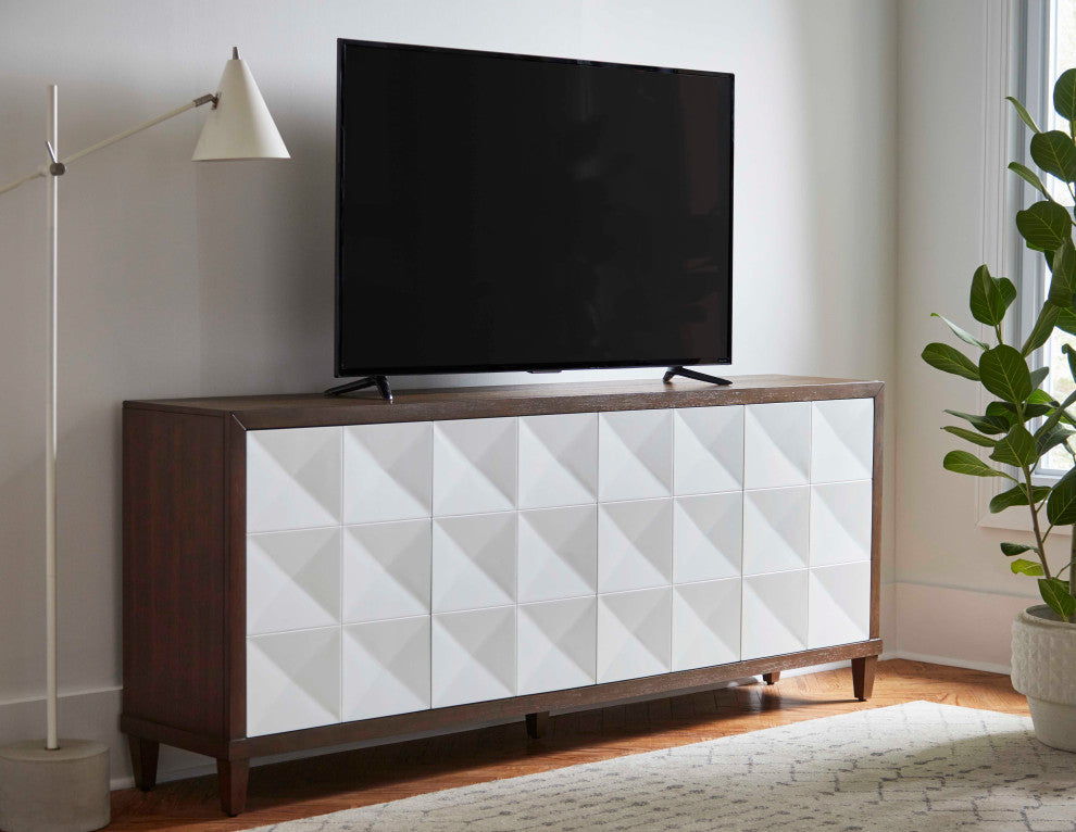Modern Wood 70" Console With With doors, TV Stand, Fully Assembled, Brown