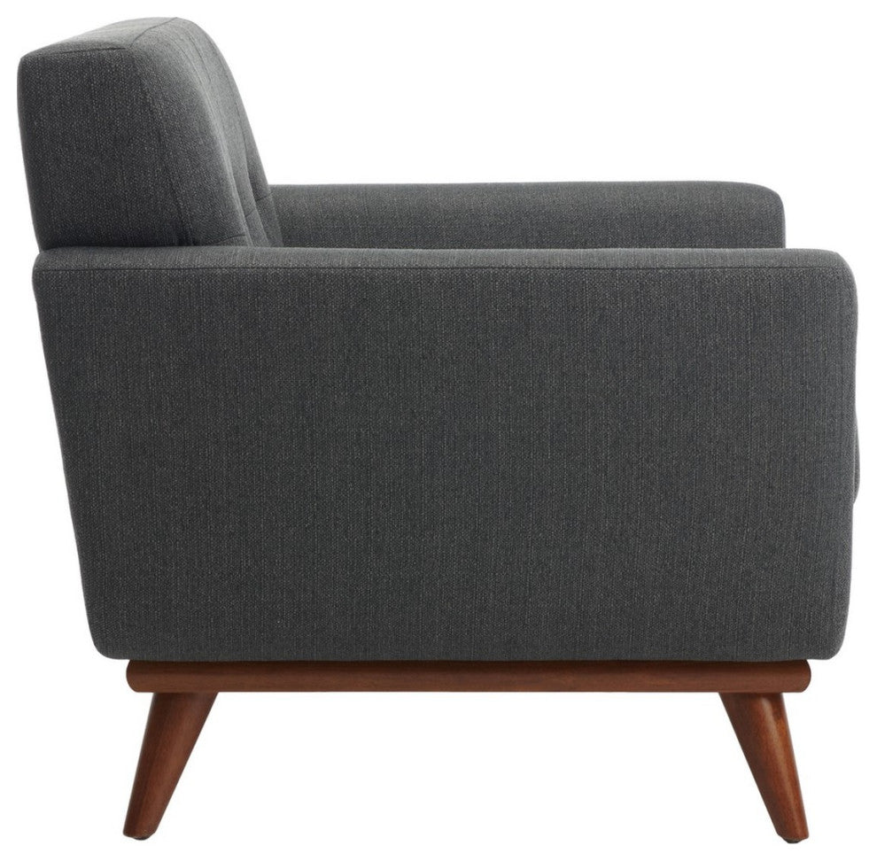 Safavieh Couture Opal Linen Tufted Arm Chair, Slate Grey