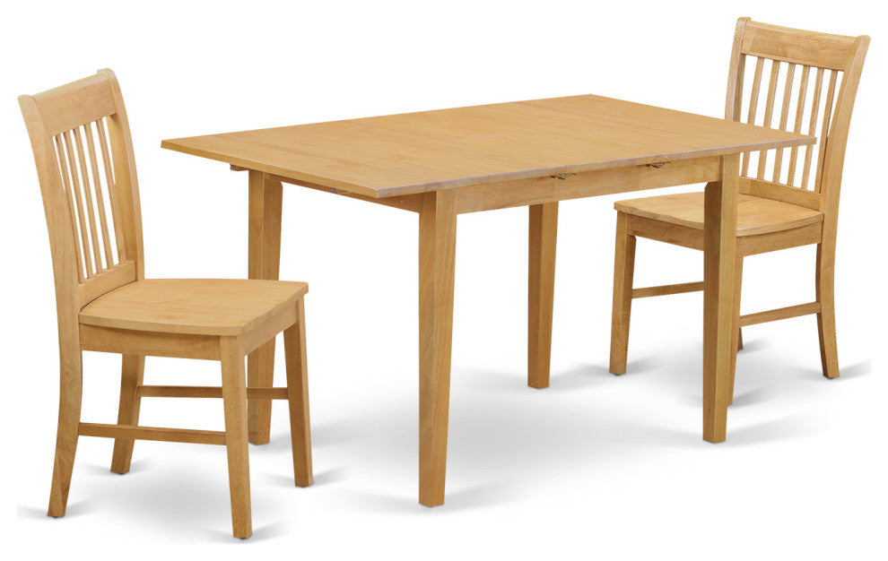 3 Pc Kitchen Nook Dining Set - Dinette Table, 12In Leaf And 2 Kitchen Chairs
