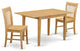 3 Pc Kitchen Nook Dining Set - Dinette Table, 12In Leaf And 2 Kitchen Chairs