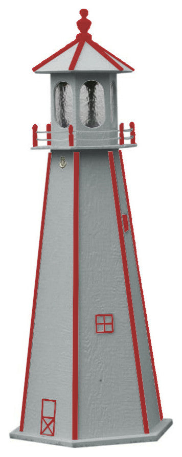 Standard Lighthouse, Cape Cod Gray & Stauffer Red, 5 Foot, Standard Lighting