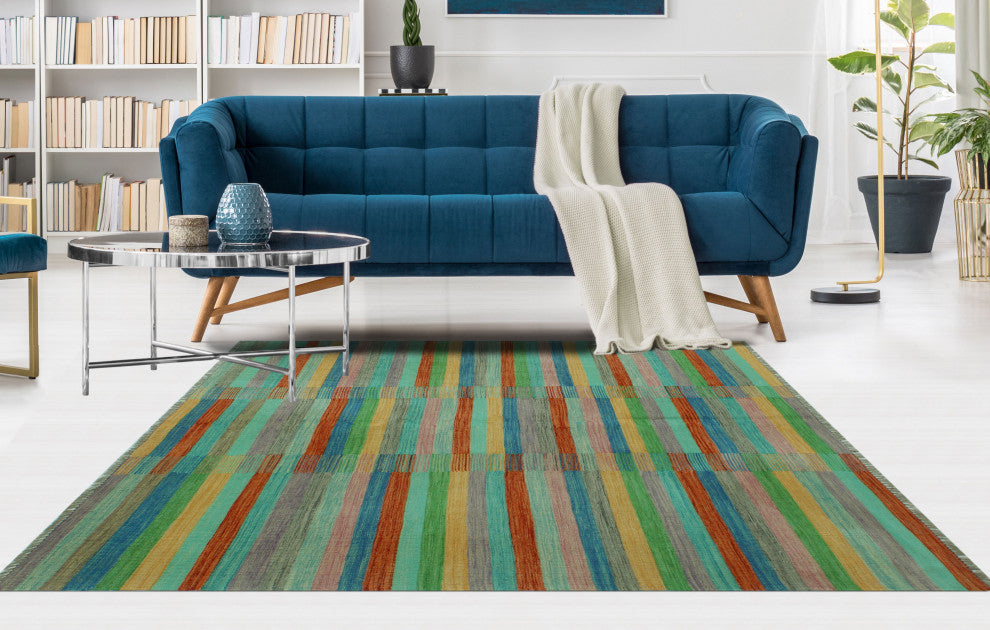 Winchester Kilim Aijaz Blue/Rust Rug, 5'0x6'7