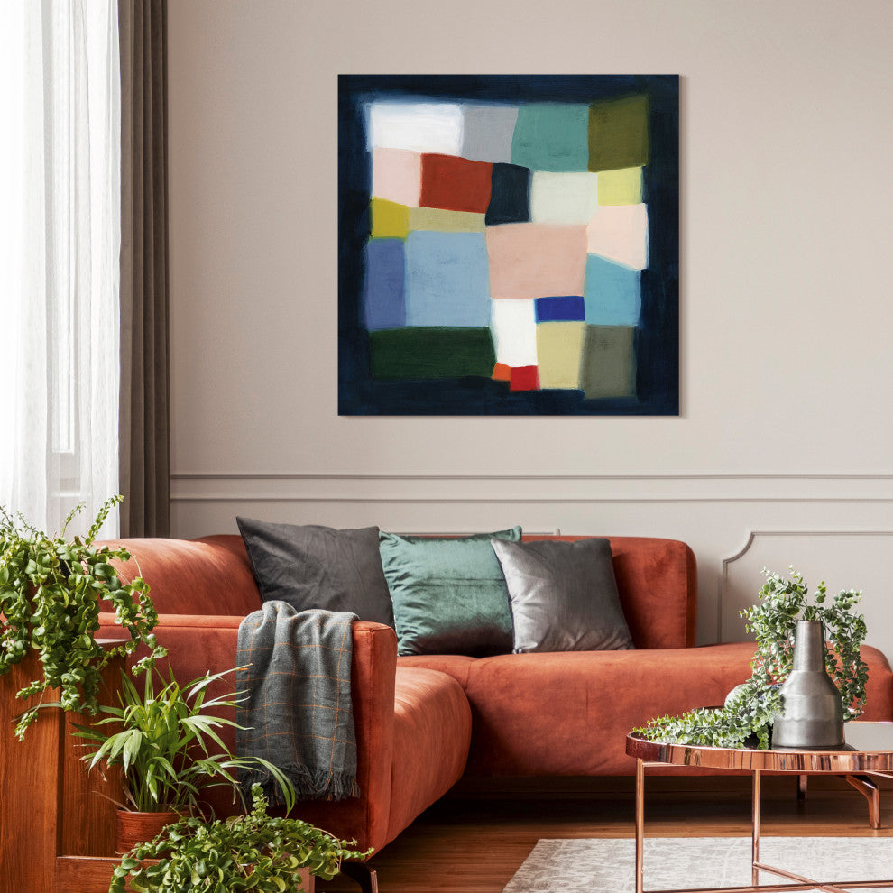 "Chromatic Cube I" Frameless Free Floating Printed Tempered Glass Wall Art