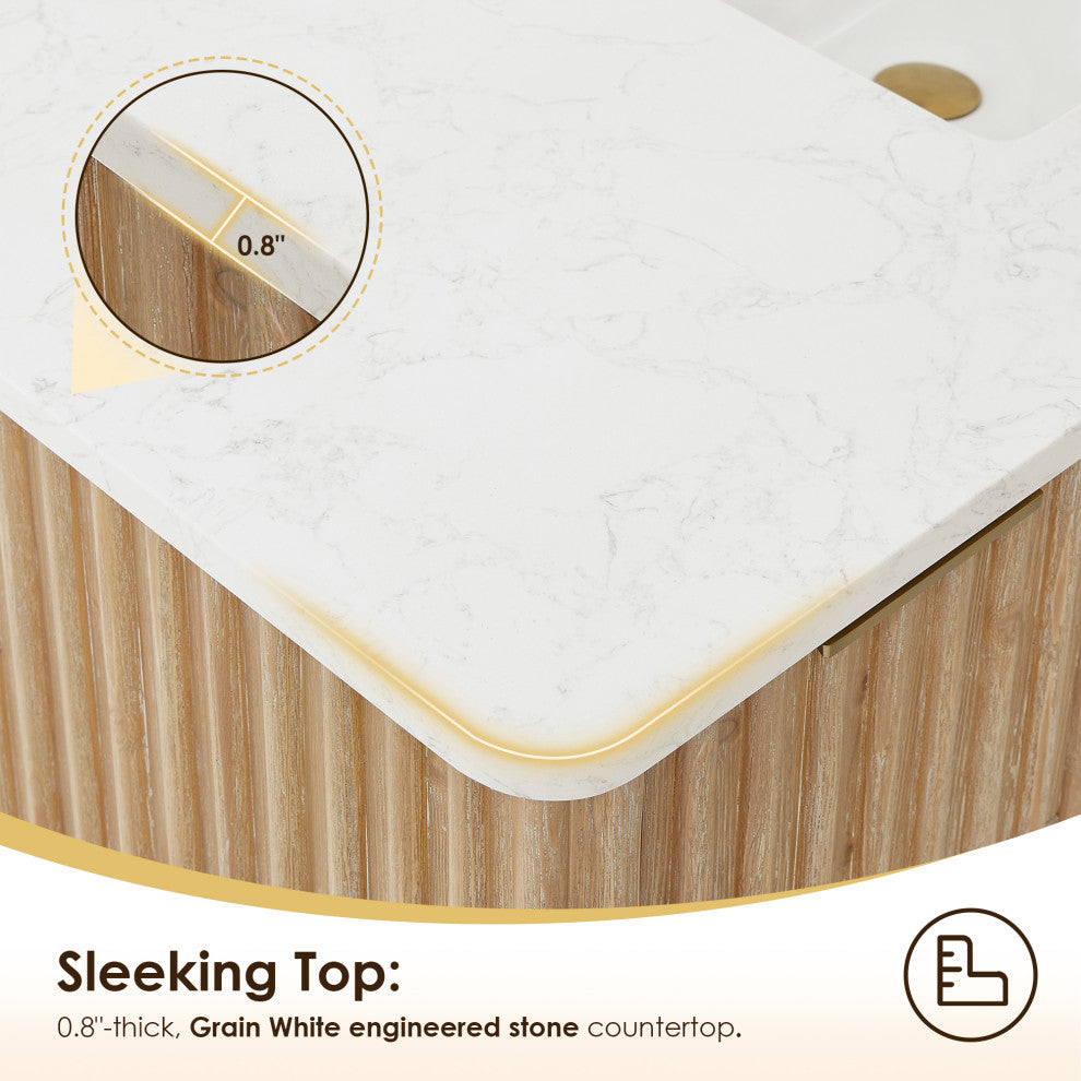 Sierra Bathroom Vanity, Washed Light Brown, 60inch, Without Mirror