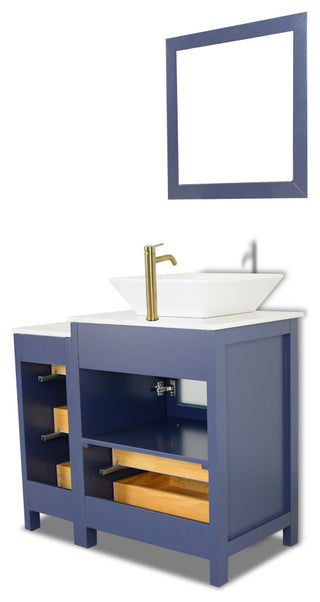 Vanity Art Bathroom Vanity Set With Sink, Blue, 36", Standard Mirror