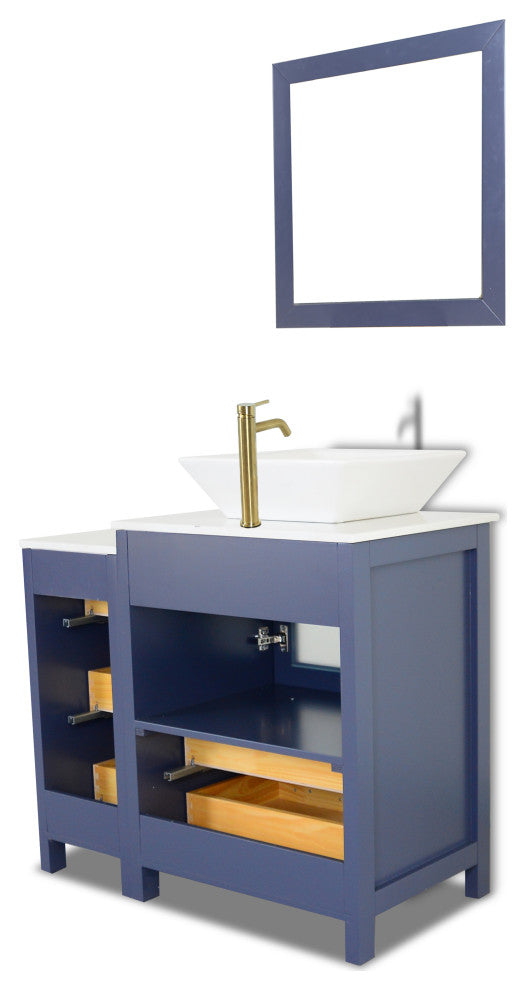 Vanity Art Bathroom Vanity Set With Sink, Blue, 36", Standard Mirror