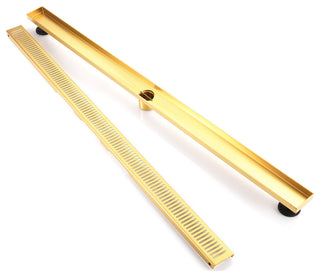 Stainless Steel Rectangular Linear Shower Floor Drain, Gold, 48"
