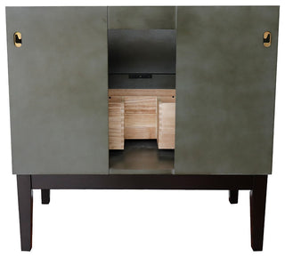 37" Single Vanity, Linen Gray Finish With White Carrara Top And Rectangle Sink