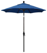 7.5' Bronze Collar Tilt Lift Fiberglass Rib Aluminum Umbrella, Sunbrella, Regatta