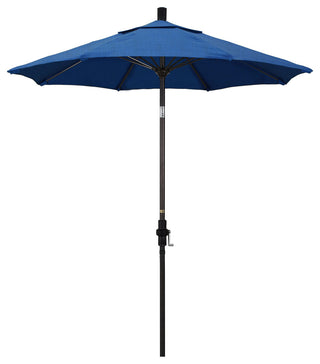 7.5' Bronze Collar Tilt Lift Fiberglass Rib Aluminum Umbrella, Sunbrella, Regatta