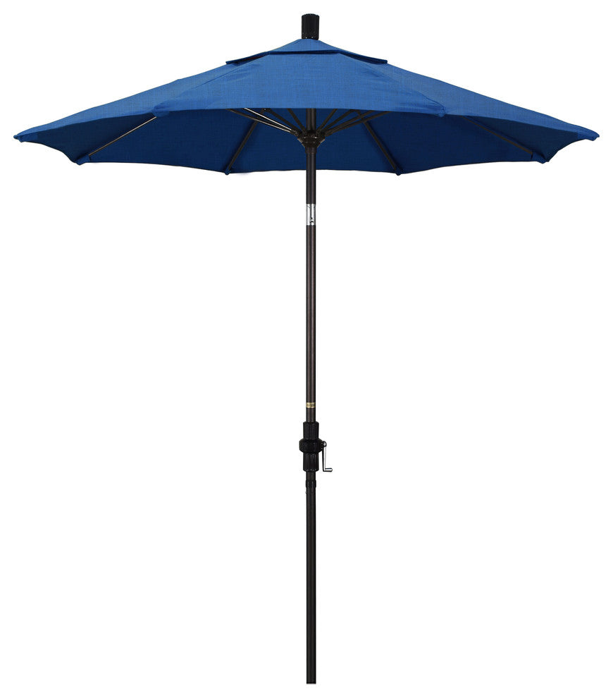 7.5' Bronze Collar Tilt Lift Fiberglass Rib Aluminum Umbrella, Sunbrella, Regatta