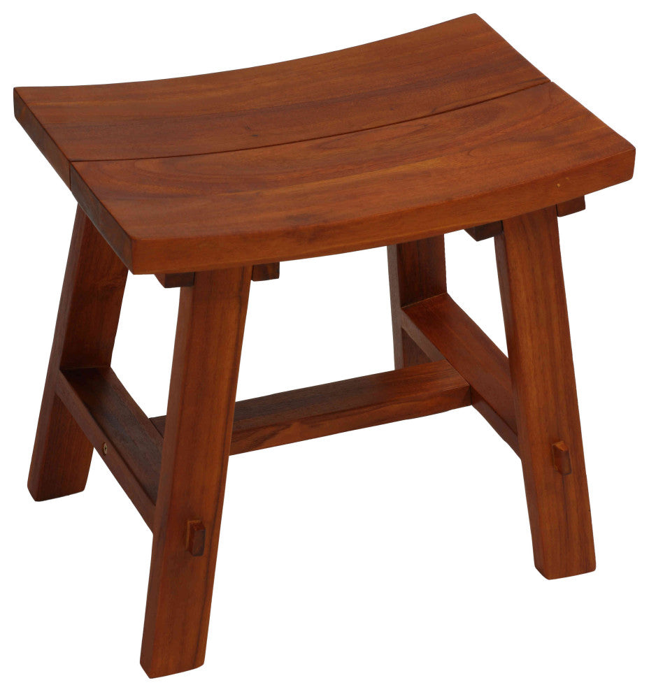Dorsey Accent Stool With Curved Seat, Teak
