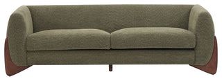 CKH 82" Boucle Sherpa Upholstered Sofa, Olive Green