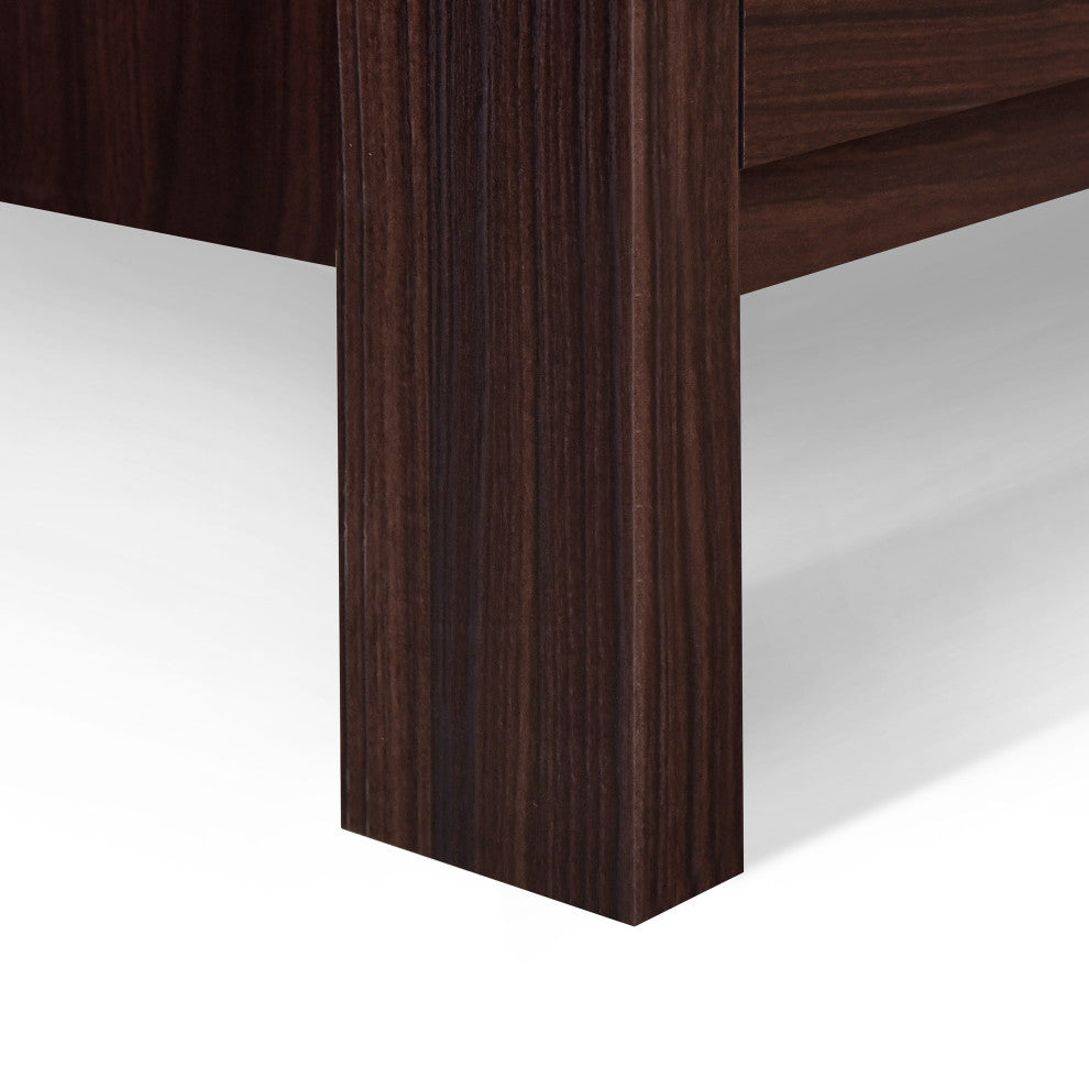 Titeca Contemporary 3 Piece Double Dresser and Nightstand Set, Wenge