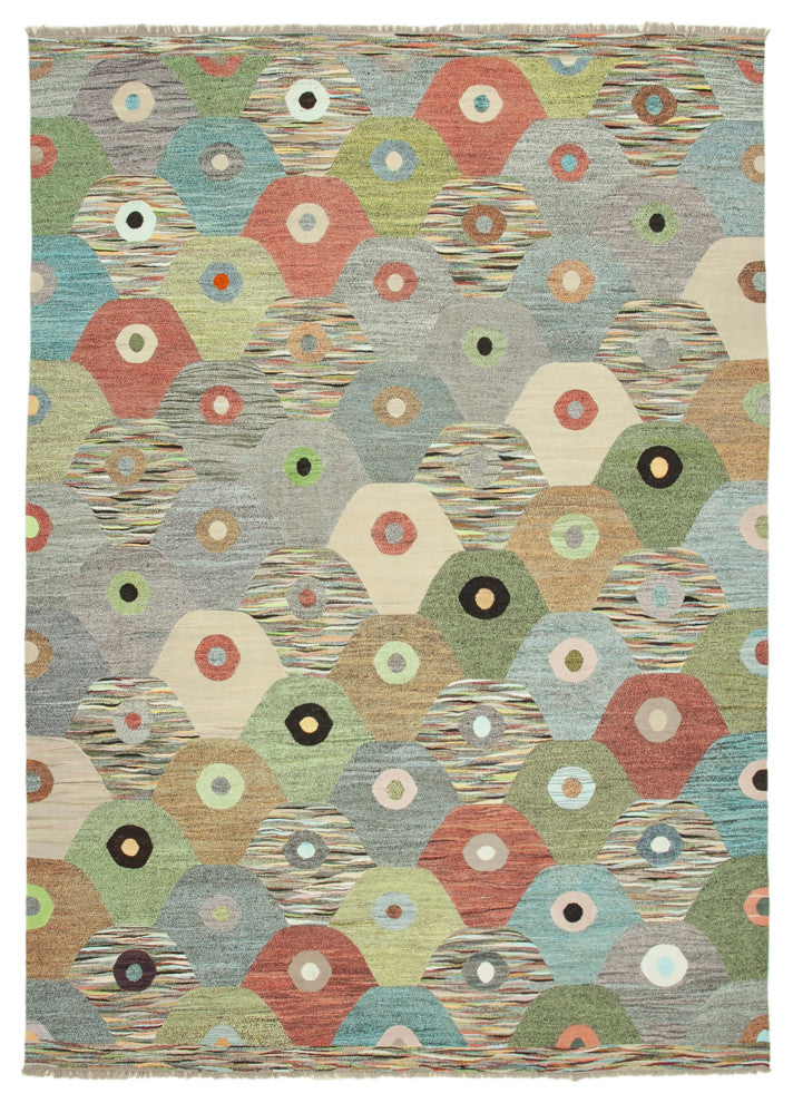 Rug N Carpet - Hand-knotted Turkish 9' 11'' x 14' 1'' Unique Wool Kilim Rug