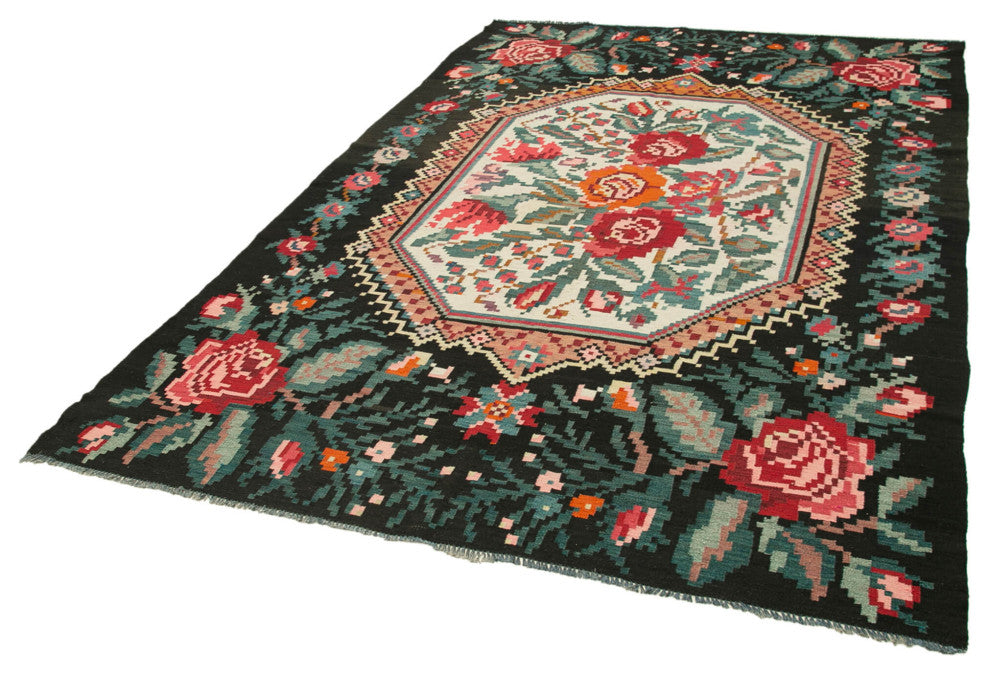Rug N Carpet - Handmade Moldovian 6' 2'' x 9' 1'' Antique Rose Kilim Rug