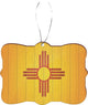 New Mexico Flag on Distressed Wood Design Rectangle Christmas Tree Ornament
