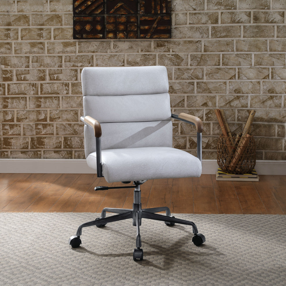Acme Halcyon Office Chair Vintage White Top Grain Leather