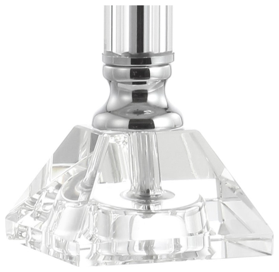 Dana 19.5" Crystal Column and Metal LED Table Lamp, Clear