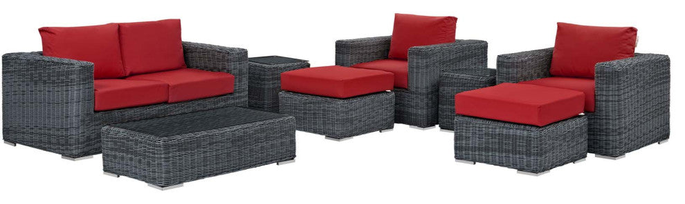 Summon 8-Piece Outdoor Patio Sunbrella Sectional Set Canvas Gray