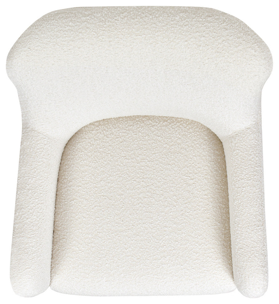 Nimbus 27.5" Curved Accent Chair, Ivory White Boucle