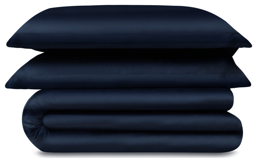 Delara 100% Eucalyptus Lyocell Tencel Duvet Cover Set, Carbon, Twin, 68"x86"