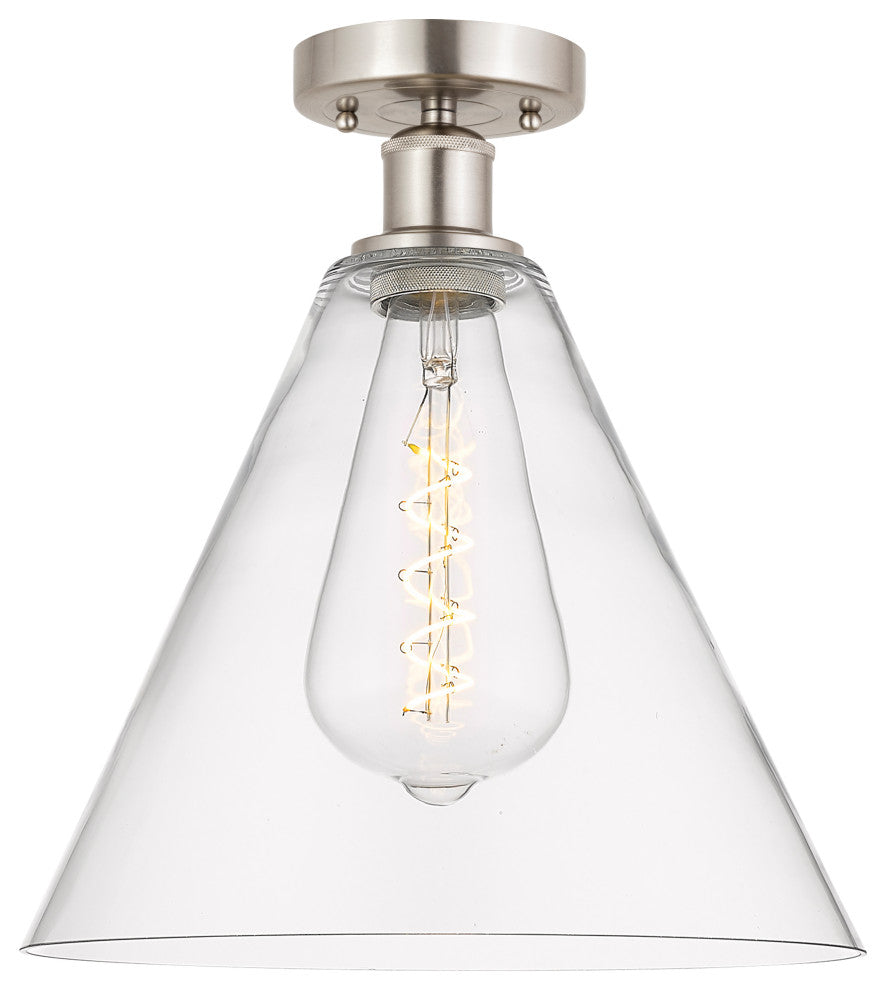 Innovations 616-1F-SN-GBC-122 1 Light Semi-Flush Mount, Brushed Satin Nickel